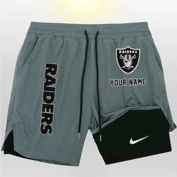 Las Vegas Raiders Men Outdoor Casual Training Sports Shorts 2-in-1 Double-Layer Shorts SPT2LAYERS077 - Image 3