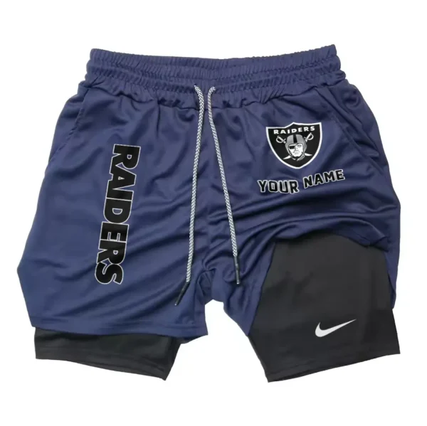 Las Vegas Raiders Men Outdoor Casual Training Sports Shorts 2-in-1 Double-Layer Shorts SPT2LAYERS077 - Image 4