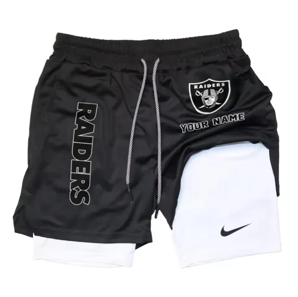 Las Vegas Raiders Men Outdoor Casual Training Sports Shorts 2-in-1 Double-Layer Shorts SPT2LAYERS077 - Image 6