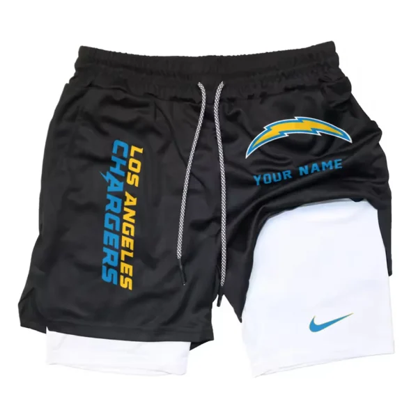 Los Angeles Chargers Men Outdoor Casual Training Sports Shorts 2-in-1 Double-Layer Shorts SPT2LAYERS078