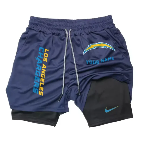 Los Angeles Chargers Men Outdoor Casual Training Sports Shorts 2-in-1 Double-Layer Shorts SPT2LAYERS078 - Image 3