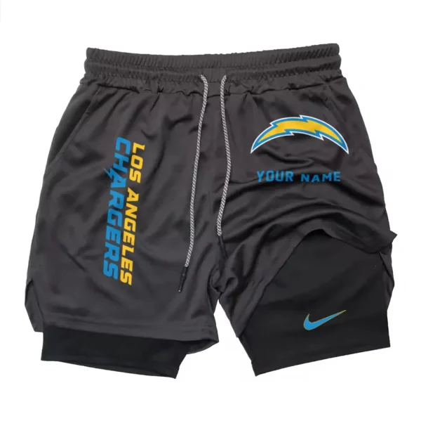 Los Angeles Chargers Men Outdoor Casual Training Sports Shorts 2-in-1 Double-Layer Shorts SPT2LAYERS078 - Image 5