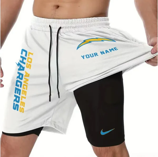 Los Angeles Chargers Men Outdoor Casual Training Sports Shorts 2-in-1 Double-Layer Shorts SPT2LAYERS078 - Image 6