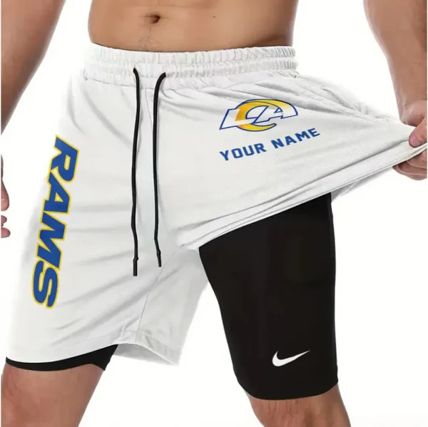 Los Angeles Rams Men Outdoor Casual Training Sports Shorts 2-in-1 Double-Layer Shorts SPT2LAYERS079