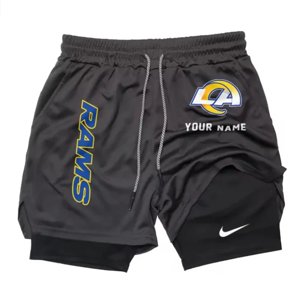 Los Angeles Rams Men Outdoor Casual Training Sports Shorts 2-in-1 Double-Layer Shorts SPT2LAYERS079 - Image 2