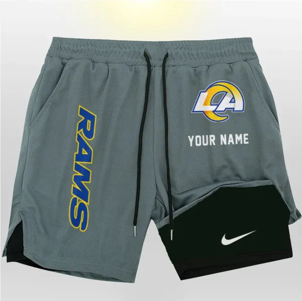 Los Angeles Rams Men Outdoor Casual Training Sports Shorts 2-in-1 Double-Layer Shorts SPT2LAYERS079 - Image 3