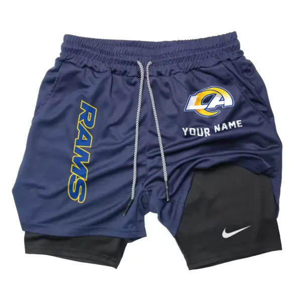 Los Angeles Rams Men Outdoor Casual Training Sports Shorts 2-in-1 Double-Layer Shorts SPT2LAYERS079 - Image 4