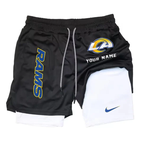 Los Angeles Rams Men Outdoor Casual Training Sports Shorts 2-in-1 Double-Layer Shorts SPT2LAYERS079 - Image 5