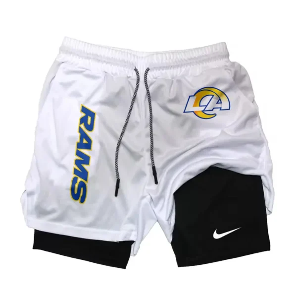 Los Angeles Rams Men Outdoor Casual Training Sports Shorts 2-in-1 Double-Layer Shorts SPT2LAYERS079 - Image 6