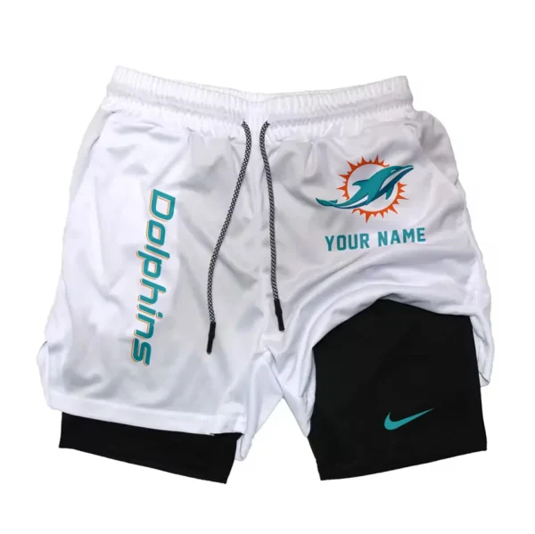 Miami Dolphins Men Outdoor Casual Training Sports Shorts 2-in-1 Double-Layer Shorts SPT2LAYERS080 - Image 3