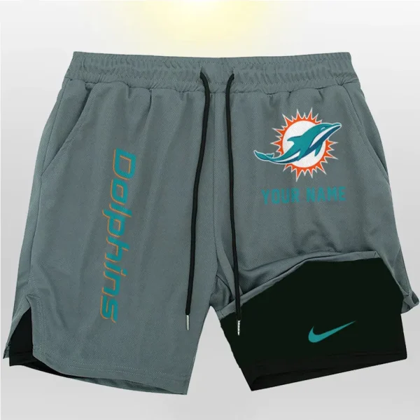 Miami Dolphins Men Outdoor Casual Training Sports Shorts 2-in-1 Double-Layer Shorts SPT2LAYERS080 - Image 5