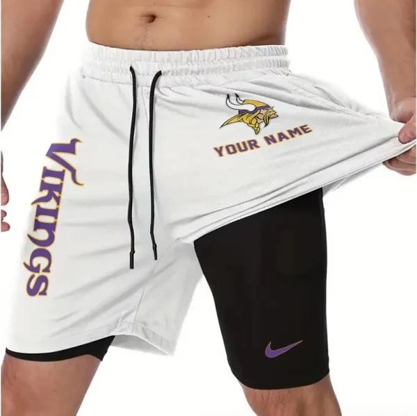 Minnesota Vikings Men Outdoor Casual Training Sports Shorts 2-in-1 Double-Layer Shorts SPT2LAYERS081