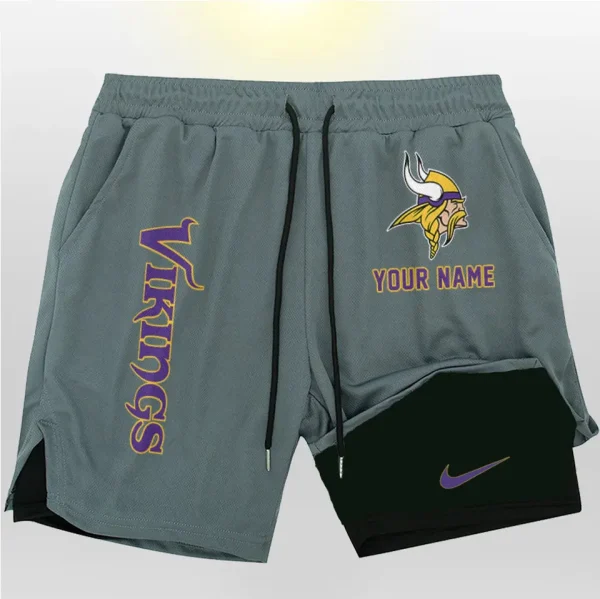 Minnesota Vikings Men Outdoor Casual Training Sports Shorts 2-in-1 Double-Layer Shorts SPT2LAYERS081 - Image 3