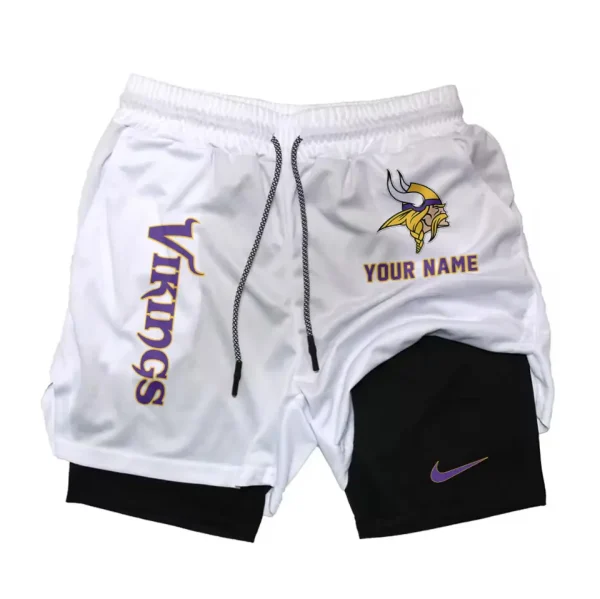 Minnesota Vikings Men Outdoor Casual Training Sports Shorts 2-in-1 Double-Layer Shorts SPT2LAYERS081 - Image 4