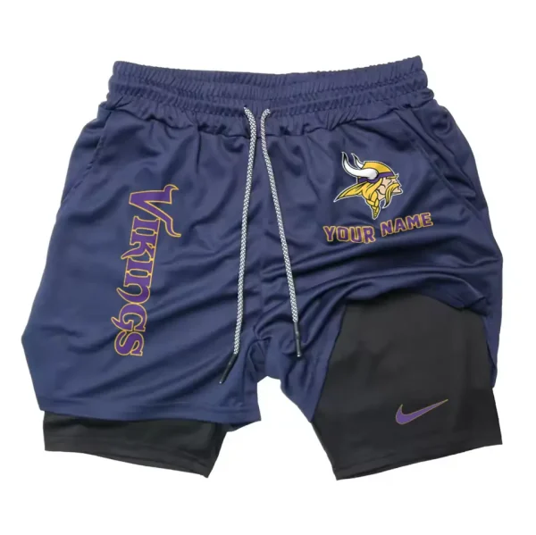 Minnesota Vikings Men Outdoor Casual Training Sports Shorts 2-in-1 Double-Layer Shorts SPT2LAYERS081 - Image 6