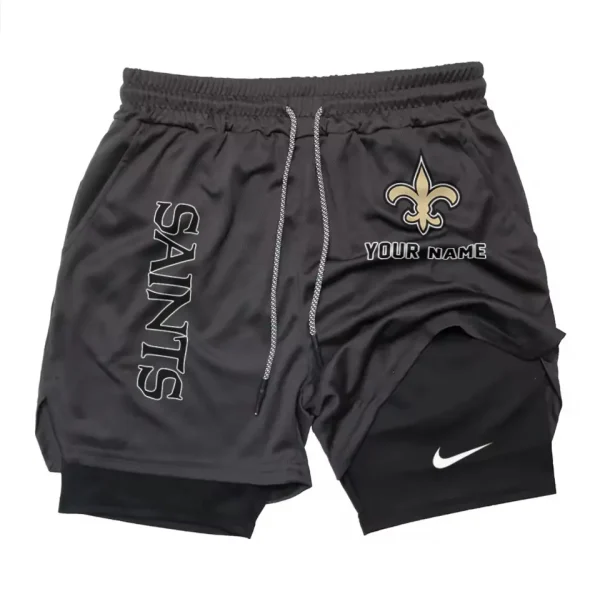 New Orleans Saints Men Outdoor Casual Training Sports Shorts 2-in-1 Double-Layer Shorts SPT2LAYERS083 - Image 2