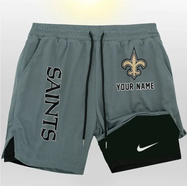 New Orleans Saints Men Outdoor Casual Training Sports Shorts 2-in-1 Double-Layer Shorts SPT2LAYERS083 - Image 3