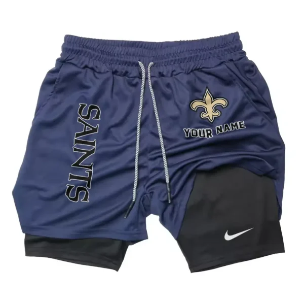 New Orleans Saints Men Outdoor Casual Training Sports Shorts 2-in-1 Double-Layer Shorts SPT2LAYERS083 - Image 4