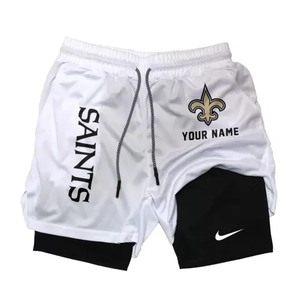 New Orleans Saints Men Outdoor Casual Training Sports Shorts 2-in-1 Double-Layer Shorts SPT2LAYERS083 - Image 5