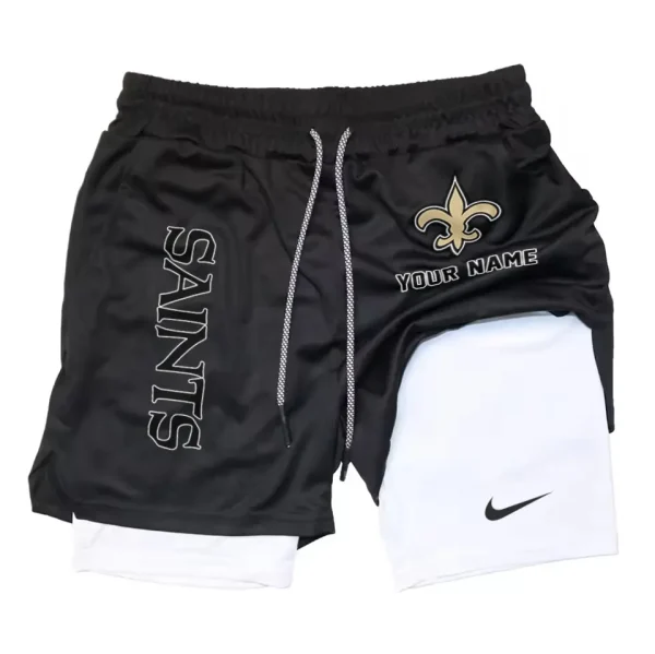 New Orleans Saints Men Outdoor Casual Training Sports Shorts 2-in-1 Double-Layer Shorts SPT2LAYERS083 - Image 6