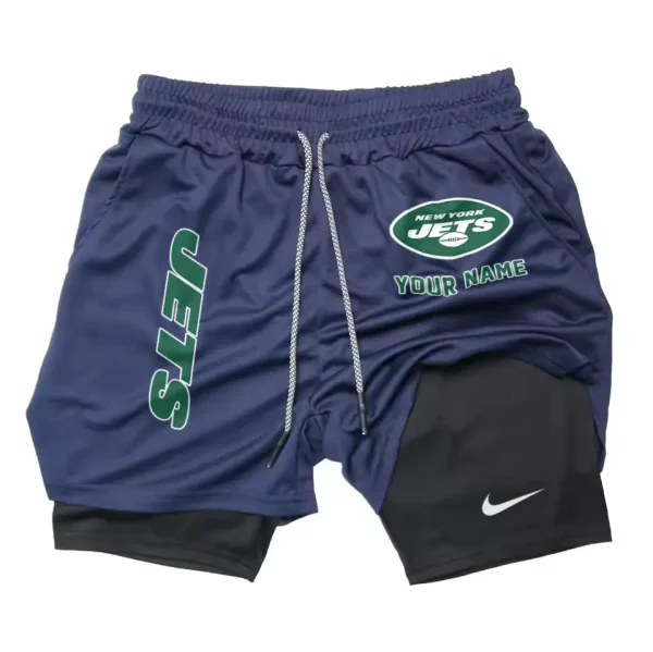 New York Jets Men Outdoor Casual Training Sports Shorts 2-in-1 Double-Layer Shorts SPT2LAYERS085 - Image 4