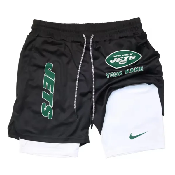 New York Jets Men Outdoor Casual Training Sports Shorts 2-in-1 Double-Layer Shorts SPT2LAYERS085 - Image 6
