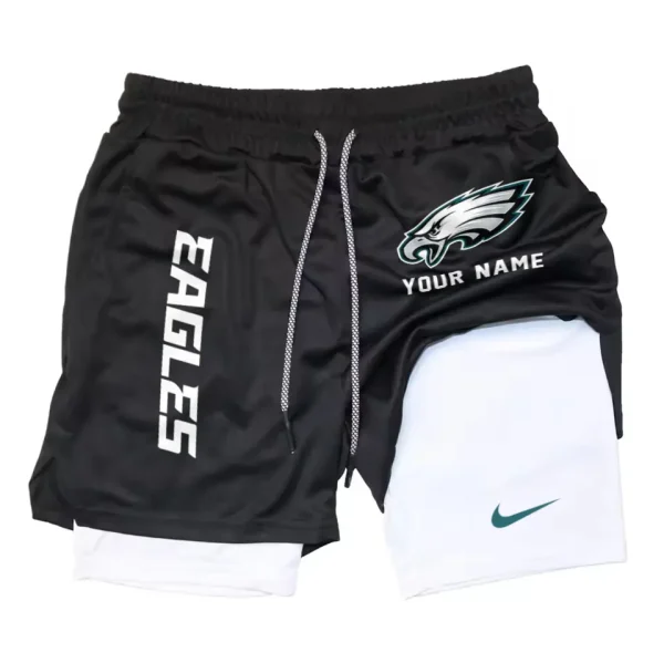 Philadelphia Eagles Men Outdoor Casual Training Sports Shorts 2-in-1 Double-Layer Shorts SPT2LAYERS086 - Image 2