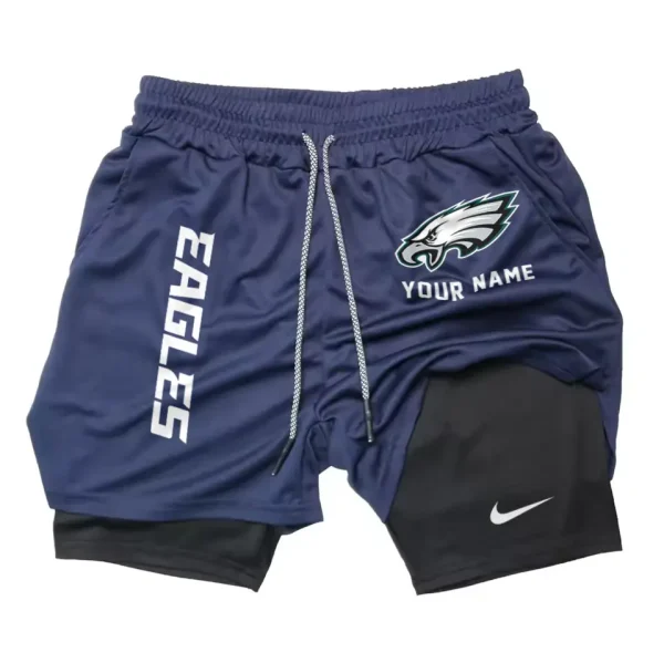 Philadelphia Eagles Men Outdoor Casual Training Sports Shorts 2-in-1 Double-Layer Shorts SPT2LAYERS086 - Image 3
