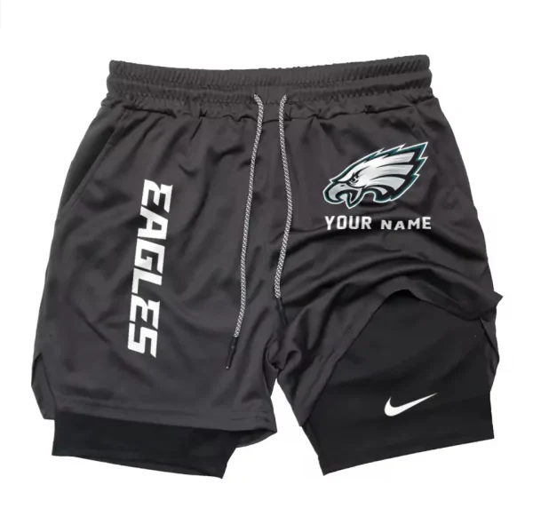 Philadelphia Eagles Men Outdoor Casual Training Sports Shorts 2-in-1 Double-Layer Shorts SPT2LAYERS086 - Image 5