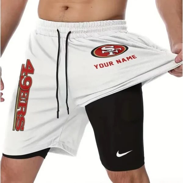 San Francisco 49ers Men Outdoor Casual Training Sports Shorts 2-in-1 Double-Layer Shorts SPT2LAYERS088