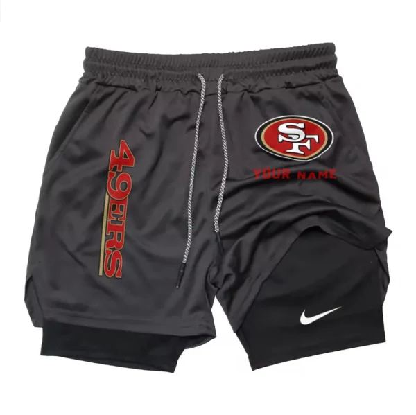 San Francisco 49ers Men Outdoor Casual Training Sports Shorts 2-in-1 Double-Layer Shorts SPT2LAYERS088 - Image 2
