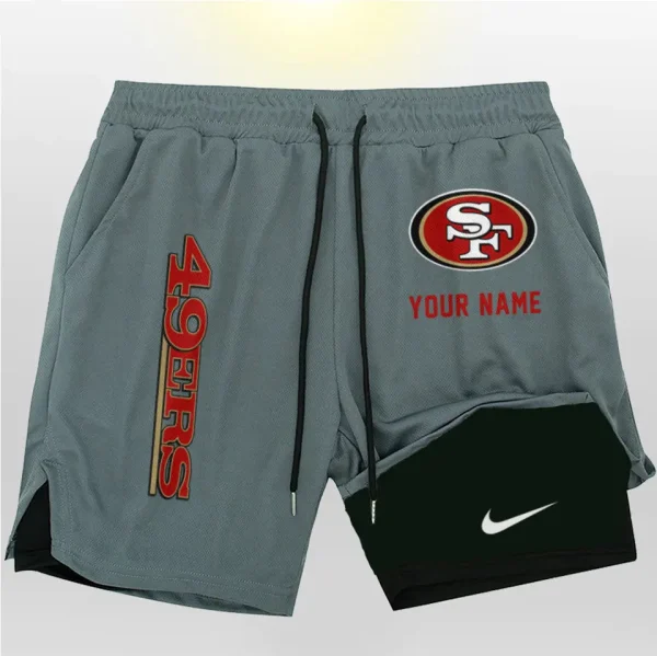 San Francisco 49ers Men Outdoor Casual Training Sports Shorts 2-in-1 Double-Layer Shorts SPT2LAYERS088 - Image 4