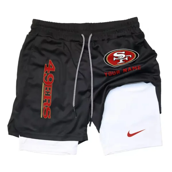 San Francisco 49ers Men Outdoor Casual Training Sports Shorts 2-in-1 Double-Layer Shorts SPT2LAYERS088 - Image 5