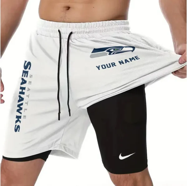 Seattle Seahawks Men Outdoor Casual Training Sports Shorts 2-in-1 Double-Layer Shorts SPT2LAYERS089
