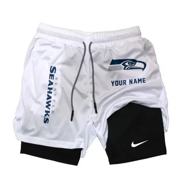 Seattle Seahawks Men Outdoor Casual Training Sports Shorts 2-in-1 Double-Layer Shorts SPT2LAYERS089 - Image 3