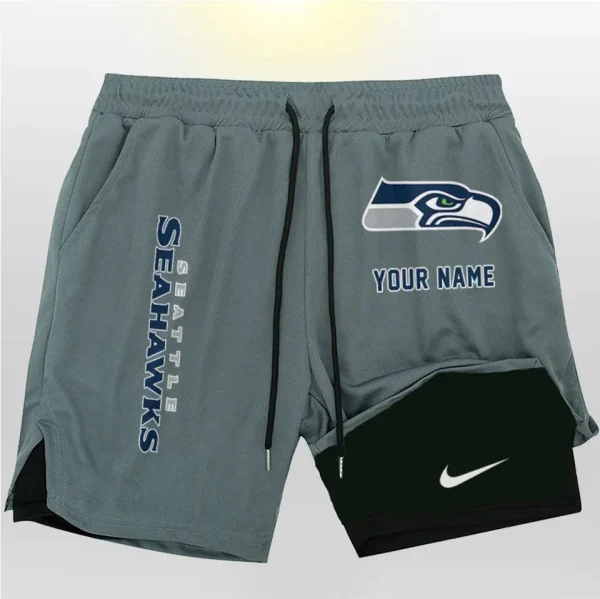 Seattle Seahawks Men Outdoor Casual Training Sports Shorts 2-in-1 Double-Layer Shorts SPT2LAYERS089 - Image 5