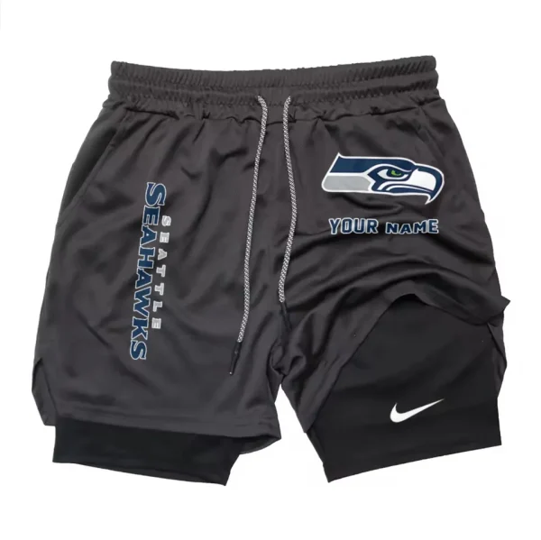 Seattle Seahawks Men Outdoor Casual Training Sports Shorts 2-in-1 Double-Layer Shorts SPT2LAYERS089 - Image 6