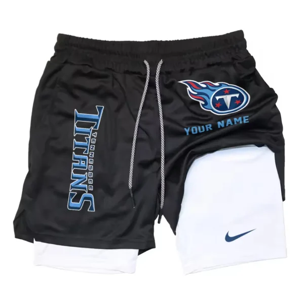 Tennessee Titans Men Outdoor Casual Training Sports Shorts 2-in-1 Double-Layer Shorts SPT2LAYERS091