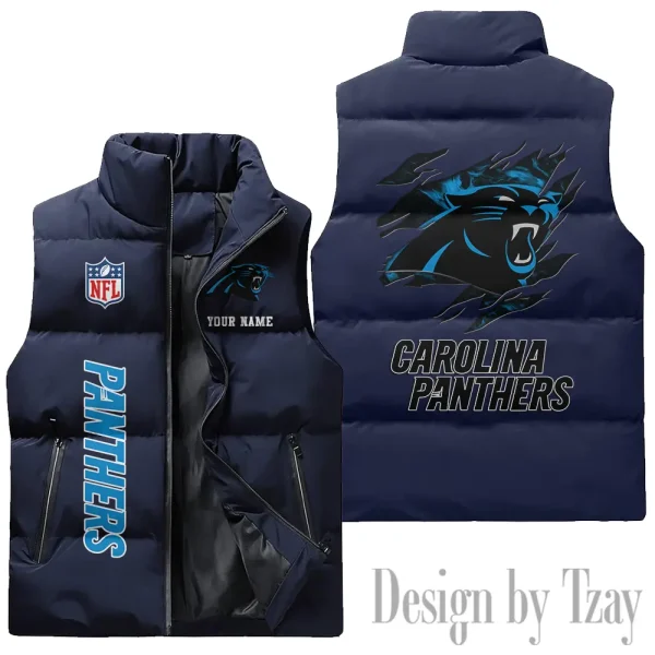 Carolina Panthers NFL Sleeveless Down Puffer Vest AZSDPV130 - Image 2