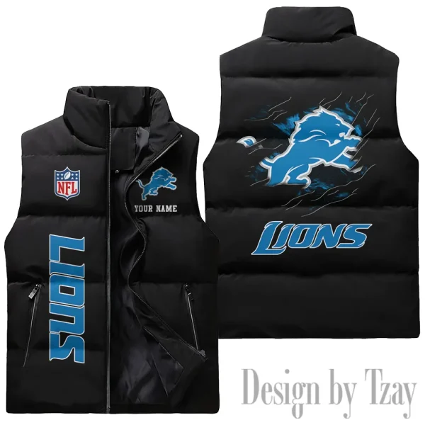 Detroit Lions NFL Sleeveless Down Puffer Vest AZSDPV136 - Image 2