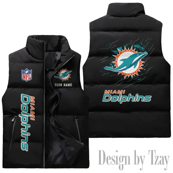 Miami Dolphins NFL Sleeveless Down Puffer Vest AZSDPV145 - Image 2