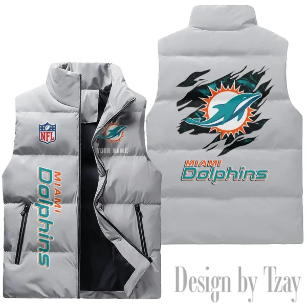 Miami Dolphins NFL Sleeveless Down Puffer Vest AZSDPV145 - Image 3