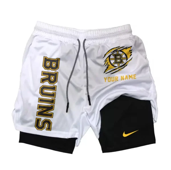 Boston Bruins Men Outdoor Casual Training Sports Shorts 2-in-1 Double-Layer Shorts SPT2LAYERS093 - Image 5