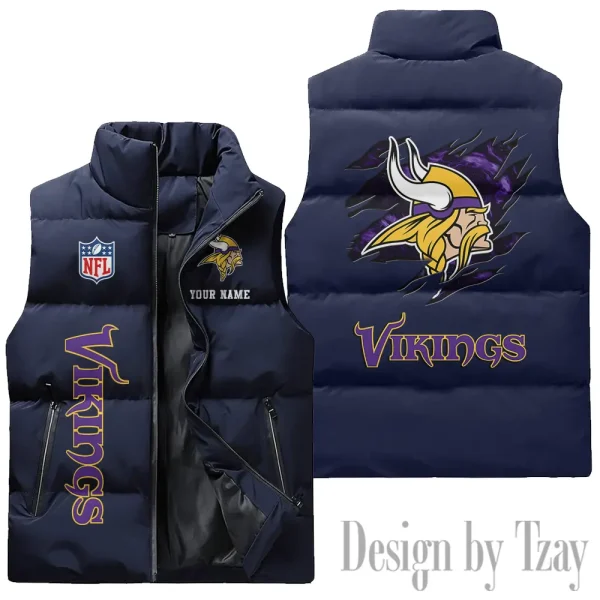 Minnesota Vikings NFL Sleeveless Down Puffer Vest AZSDPV146 - Image 3