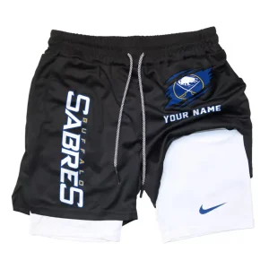Buffalo Sabres Men Outdoor Casual Training Sports Shorts 2-in-1 Double-Layer Shorts SPT2LAYERS094