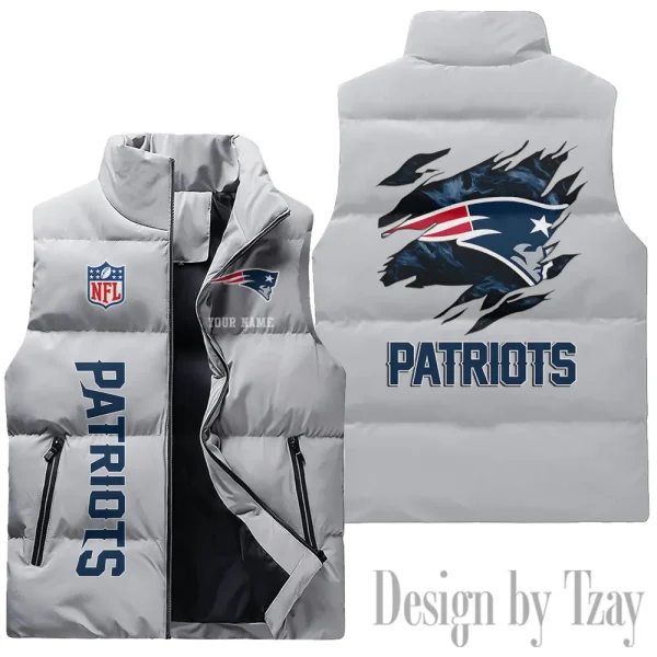 New England Patriots NFL Sleeveless Down Puffer Vest AZSDPV147 - Image 2