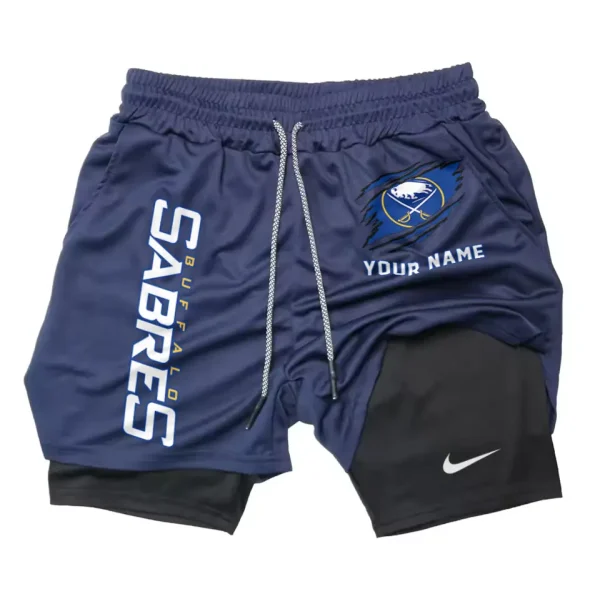 Buffalo Sabres Men Outdoor Casual Training Sports Shorts 2-in-1 Double-Layer Shorts SPT2LAYERS094 - Image 4