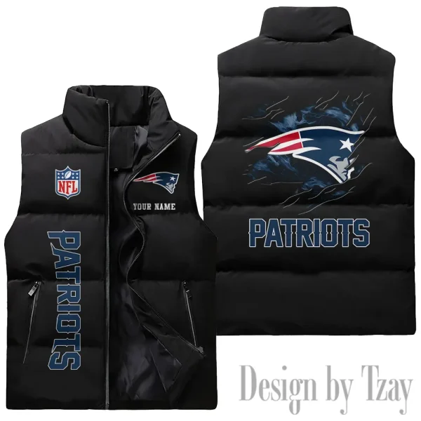 New England Patriots NFL Sleeveless Down Puffer Vest AZSDPV147 - Image 3