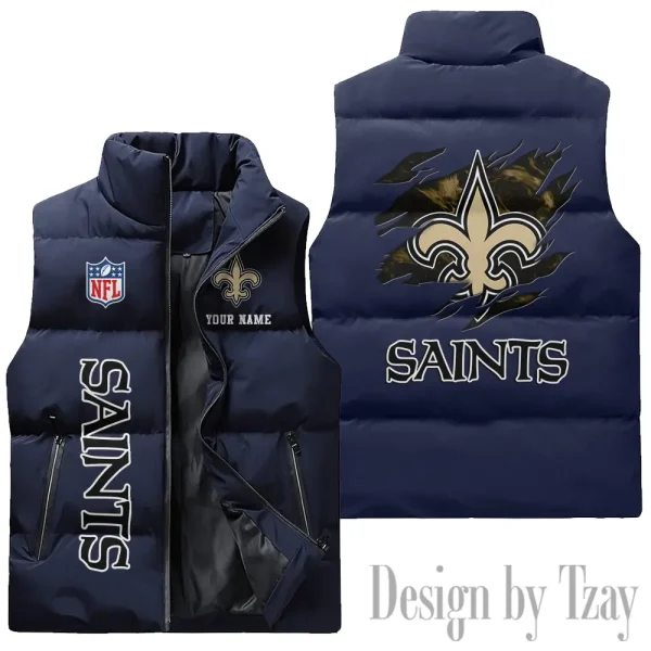 New Orleans Saints NFL Sleeveless Down Puffer Vest AZSDPV148 - Image 2