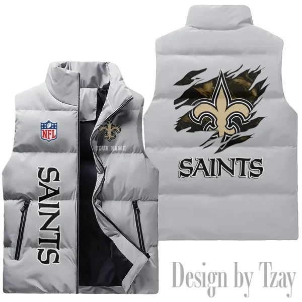 New Orleans Saints NFL Sleeveless Down Puffer Vest AZSDPV148 - Image 3